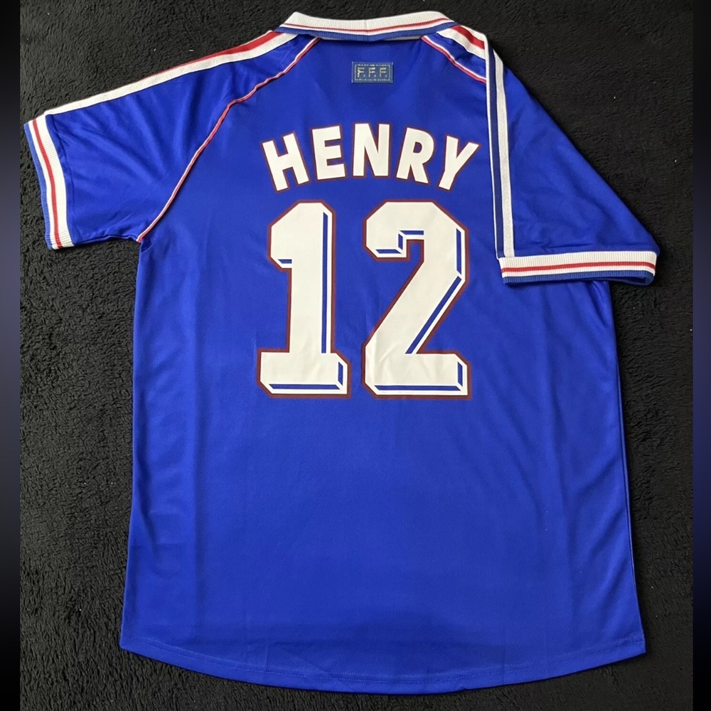 Henry #12 France Retro 1998 World Cup Soccer Jersey Home